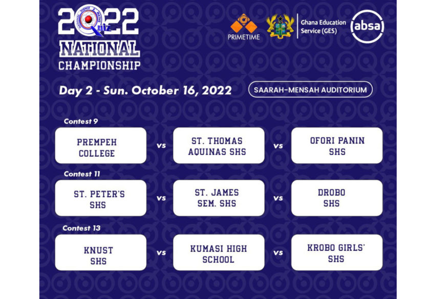 NSMQ 2022 Today: Day 2 Fixtures for the Eighth Stage